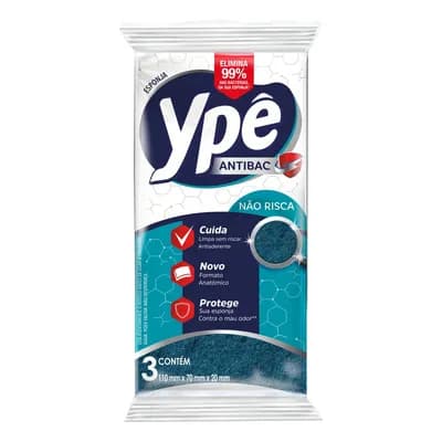 Esponja Ypê Antibac Não Risca 3 Unidades