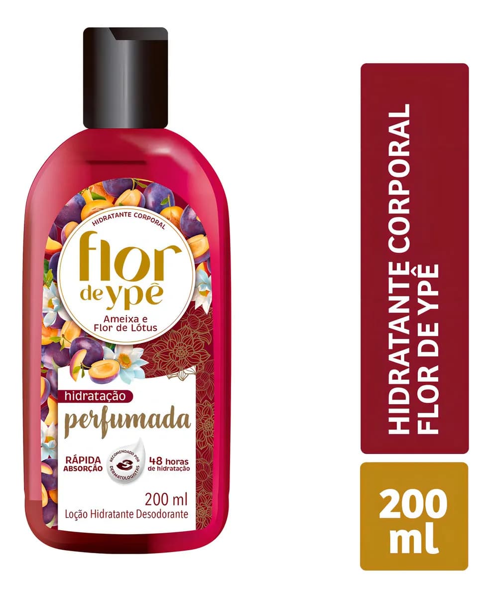 Hidratante Corporal Flor de Ypê Ameixa e Flor de Lótus 200ml Fragrância Rosas