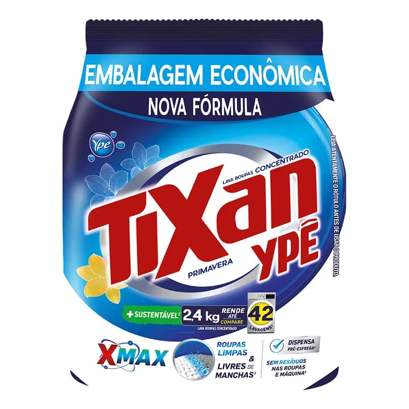 Lava Roupas Concentrado Em Pó Primavera 2,4kg Tixan Ypê