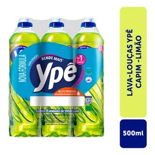 Kit Com 6 Detergentes Líquidos Capim Limão 500ml Ypê