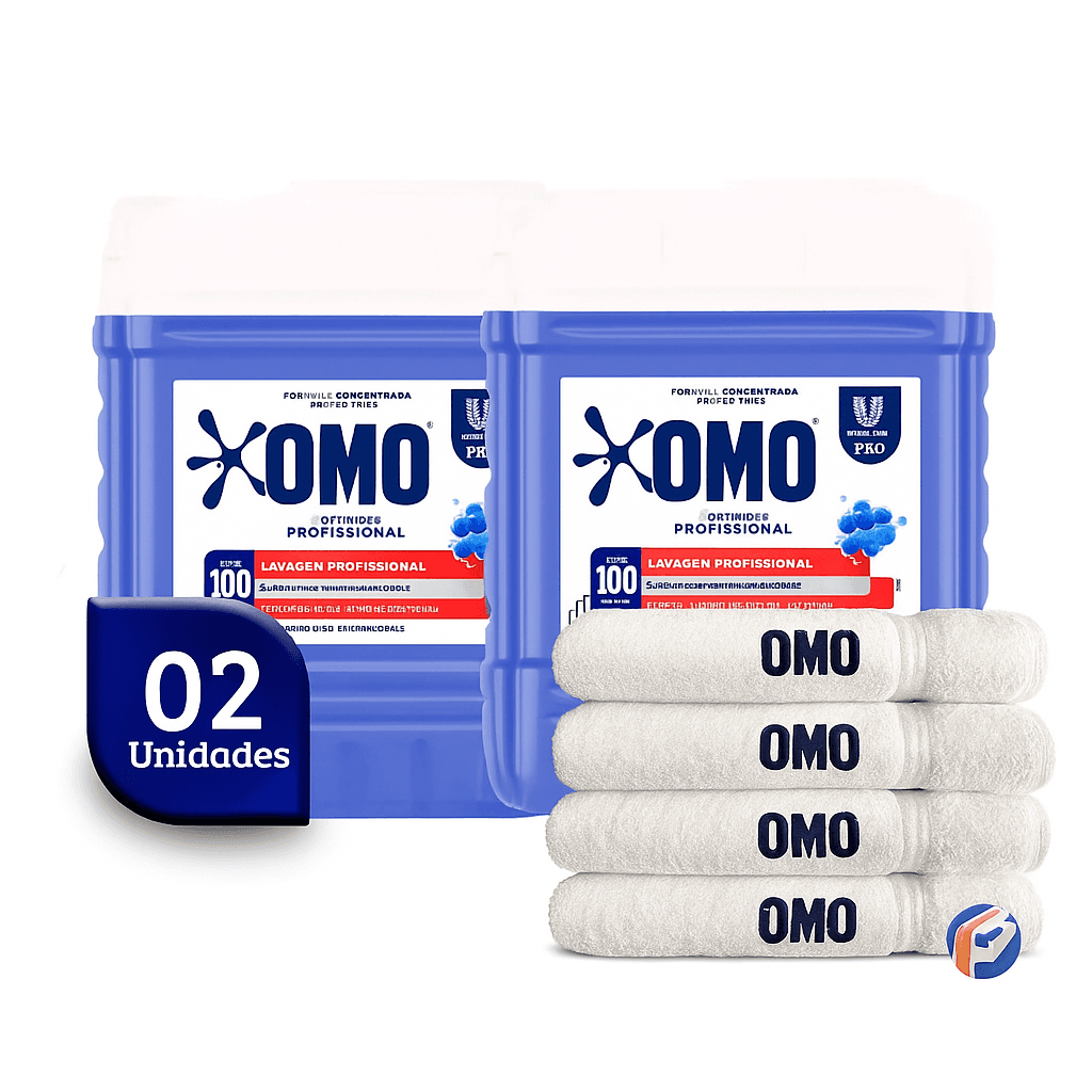 Kit 2und Lava Roupas Líquido Pro Omo 7L + 4 Toalhas Premium OMO